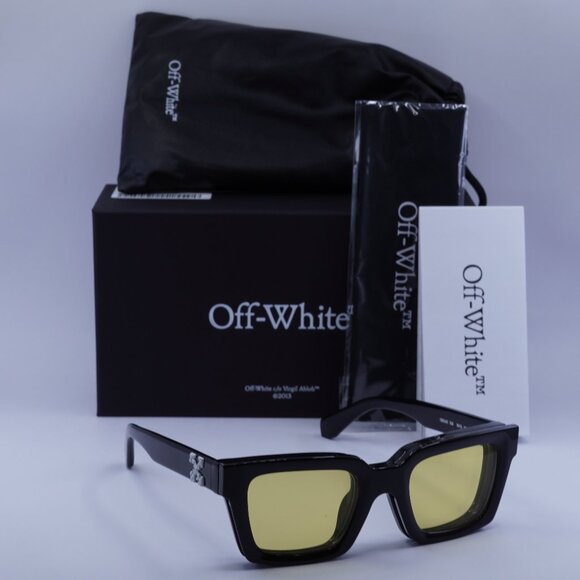 Off-White OERI14C CLIP ON 1018 Square Sunglasses – Black/Clear with Yellow - Picture 1 of 10